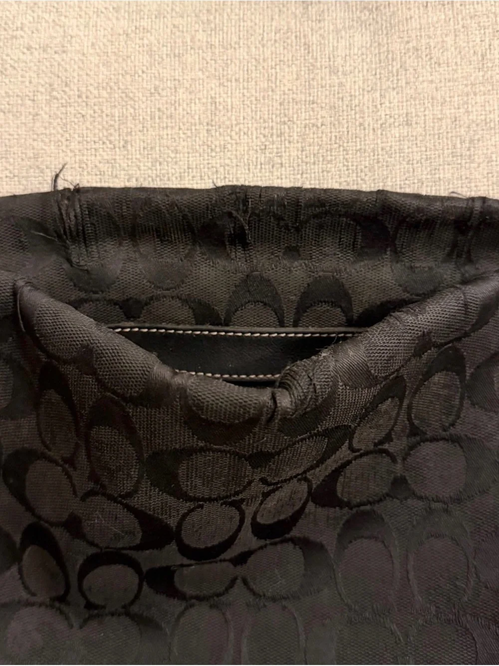Coach Black Signature Print Hobo Bag